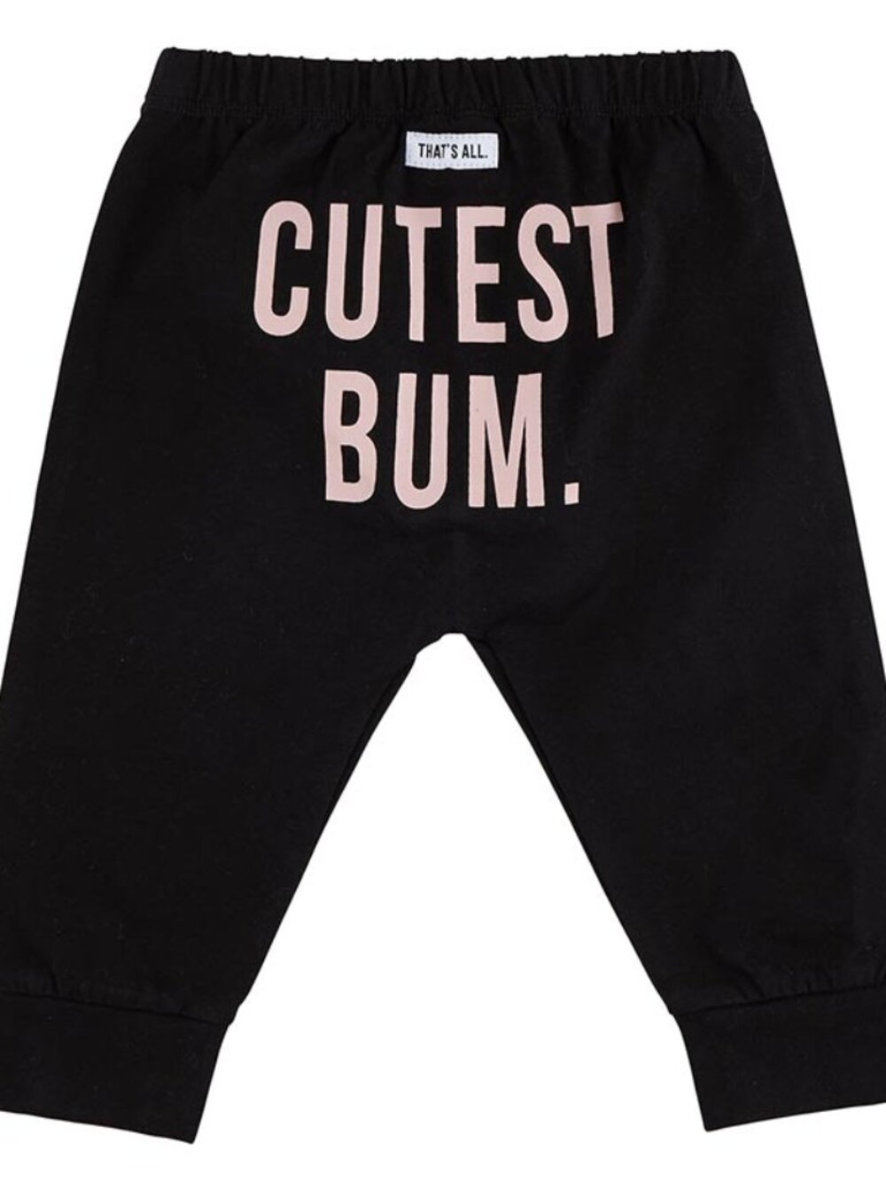 Stephan Baby: Baby Girl Solid Black Pull On Pants "Cutest Bum" Size 6-12 Mos NEW